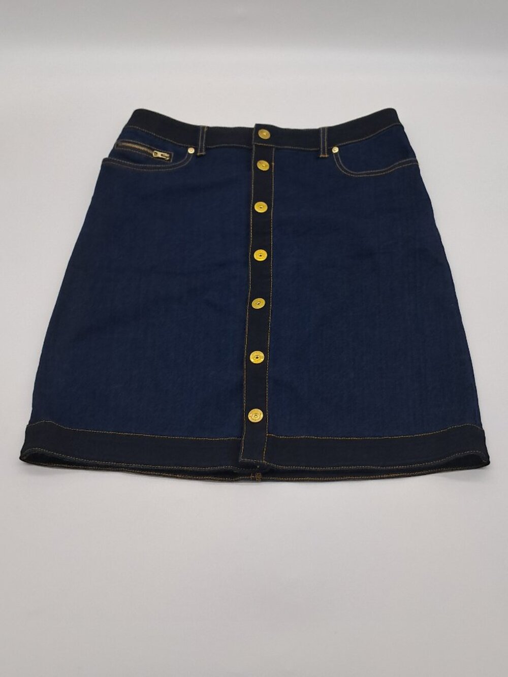 INC Denim Blue Jean Snap Button Down Skirt Size 4